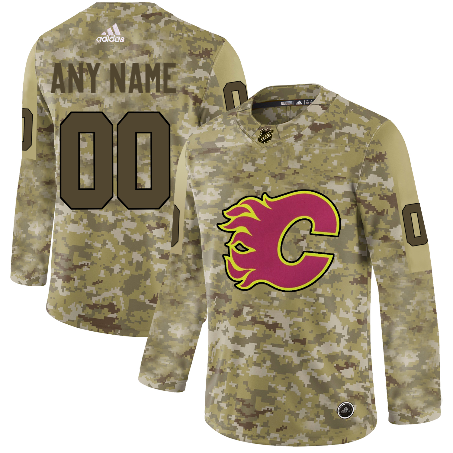 Calgary Flames Camo Men's Customized Adidas Jersey Calgary Flames Camo Men's Customized Adidas Jersey