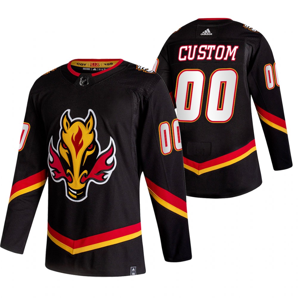 Calgary Flames Custom Black Men's Adidas 2020-21 Reverse Retro Alternate NHL Jersey Calgary Flames Custom Black Men's Adidas 2020-21 Reverse Retro Alternate NHL Jersey