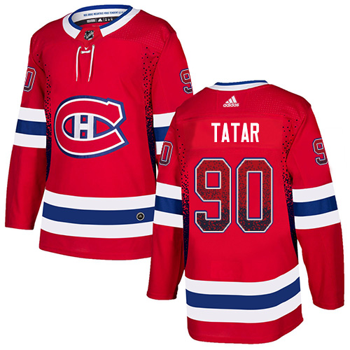 Canadiens #90 Tomas Tatar Red Home Authentic Drift Fashion Stitched Hockey Jersey
