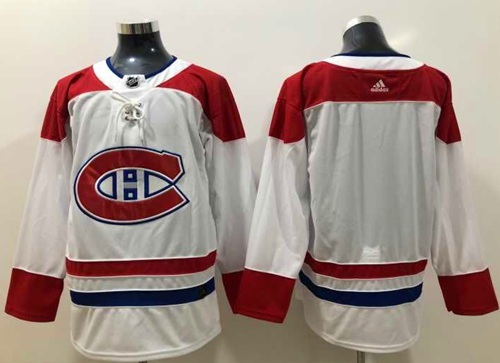 Canadiens Blank White Road Authentic Stitched Hockey Jersey