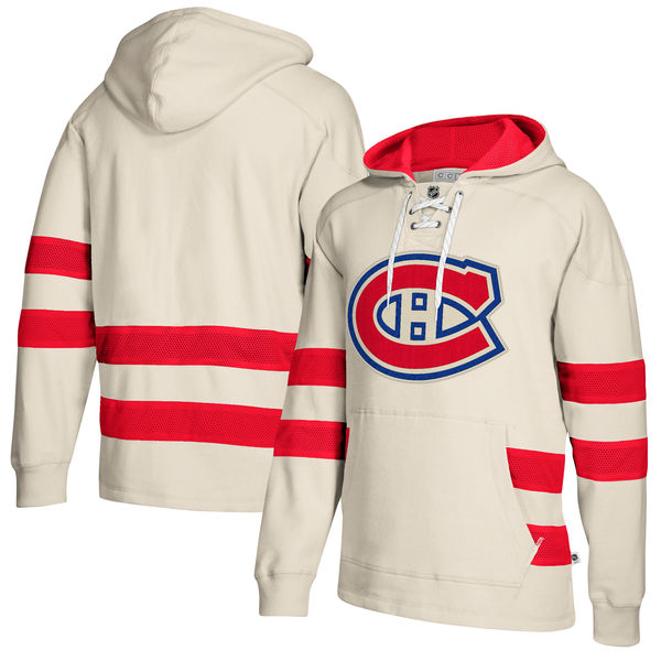 Canadiens Cream Men's Customized All Stitched Hooded Sweatshirt Canadiens Cream Men's Customized All Stitched Hooded Sweatshirt