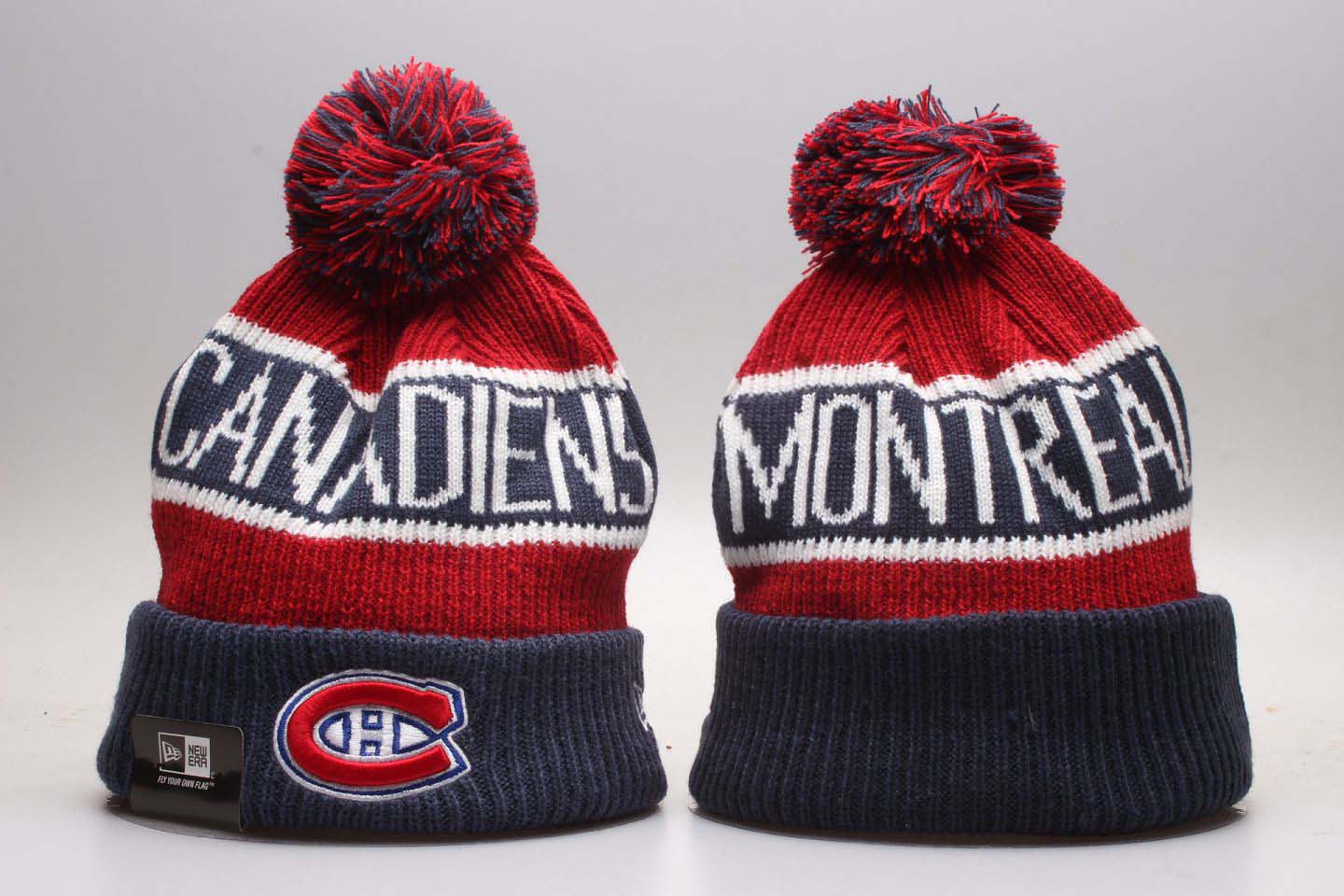 Canadiens Fresh Logo Navy Pom Knit Hat YP Canadiens Fresh Logo Navy Pom Knit Hat YP