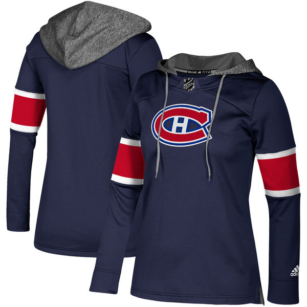 Canadiens Navy Women's Customized All Stitched Hooded Sweatshirt Canadiens Navy Women's Customized All Stitched Hooded Sweatshirt