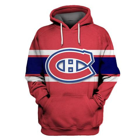 Canadiens Red All Stitched Hooded Sweatshirt Canadiens Red All Stitched Hooded Sweatshirt