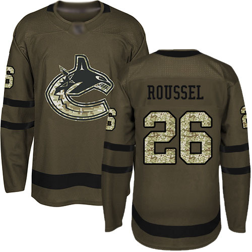 Canucks #26 Antoine Roussel Green Salute to Service Stitched Hockey Jersey Canucks #26 Antoine Roussel Green Salute to Service Stitched Hockey Jersey