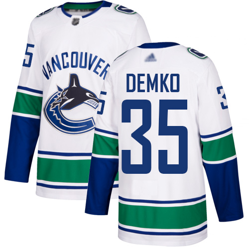 Canucks #35 Thatcher Demko White Road Authentic Stitched Hockey Jersey Canucks #35 Thatcher Demko White Road Authentic Stitched Hockey Jersey