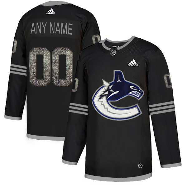 Canucks Black Shadow Logo Print Men's Customized Adidas Jersey Canucks Black Shadow Logo Print Men's Customized Adidas Jersey