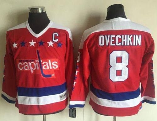 Capitals #8 Alex Ovechkin Red CCM Throwback Stitched Youth NHL Jersey Capitals #8 Alex Ovechkin Red CCM Throwback Stitched Youth NHL Jersey