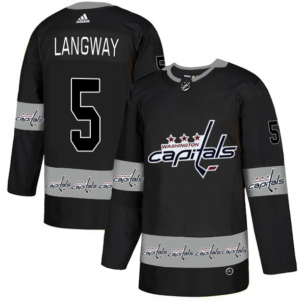 Capitals 5 Rod Langway Black Team Logos Fashion Adidas Jersey Capitals 5 Rod Langway Black Team Logos Fashion Adidas Jersey
