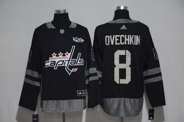Capitals 8 Alexander Ovechkin Black 1917-2017 100th Anniversary Adidas Jersey