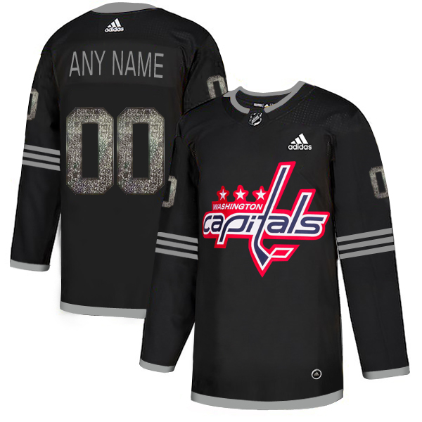 Capitals Black Logo Print Black Shadow Adidas Jersey
