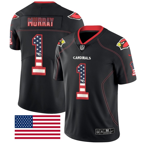 Cardinals #1 Kyler Murray Black Men's Stitched Football Limited Rush USA Flag Jersey Cardinals #1 Kyler Murray Black Men's Stitched Football Limited Rush USA Flag Jersey