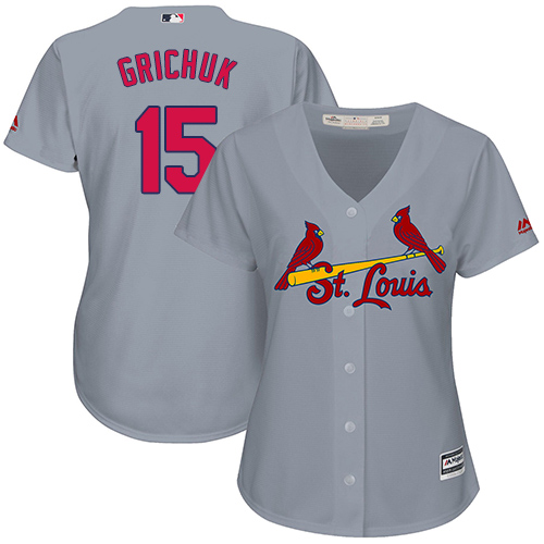 Cardinals #15 Randal Grichuk Grey Road Women's Stitched MLB Jersey