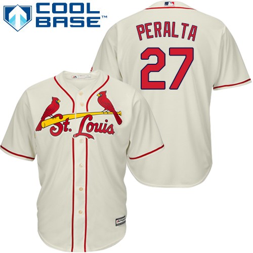 Cardinals #27 Jhonny Peralta Cream Cool Base Stitched Youth MLB Jersey
