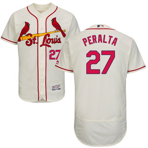 Cardinals #27 Jhonny Peralta Cream Flexbase Authentic Collection Stitched MLB Jersey