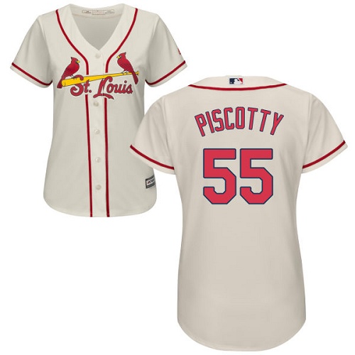 Cardinals #55 Stephen Piscotty Cream Alternate Women's Stitched MLB Jersey