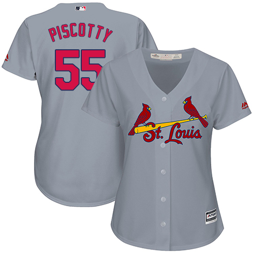 Cardinals #55 Stephen Piscotty Grey Road Women's Stitched MLB Jersey