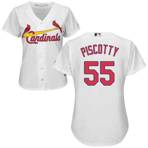 Cardinals #55 Stephen Piscotty White Home Women's Stitched MLB Jersey