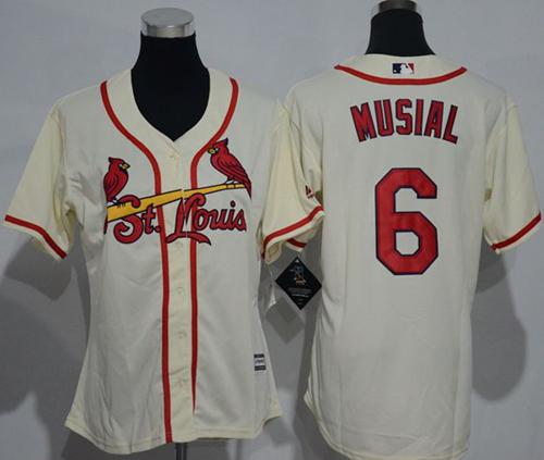 Cardinals #6 Stan Musial Cream Alternate Women's Stitched MLB Jersey Cardinals #6 Stan Musial Cream Alternate Women's Stitched MLB Jersey