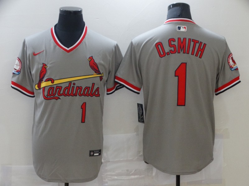 Cardinals 1 O.Smith Gray Nike Throwback Jersey Cardinals 1 O.Smith Gray Nike Throwback Jersey