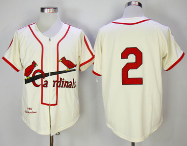 Cardinals 2 Red Schoendienst Cream 1946 Mitchell & Ness Jersey