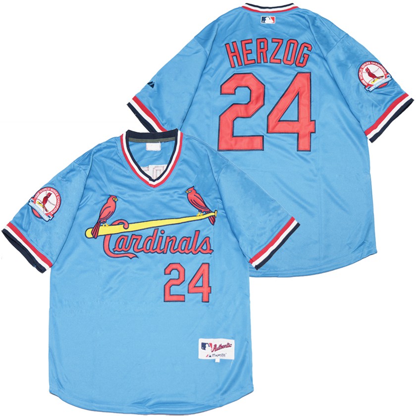 Cardinals 24 Whitey Herzog Blue Throwback Jersey Cardinals 24 Whitey Herzog Blue Throwback Jersey
