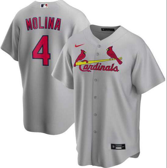 Cardinals 4 Yadier Molina Gray 2020 Nike Cool Base Jersey Cardinals 4 Yadier Molina Gray 2020 Nike Cool Base Jersey
