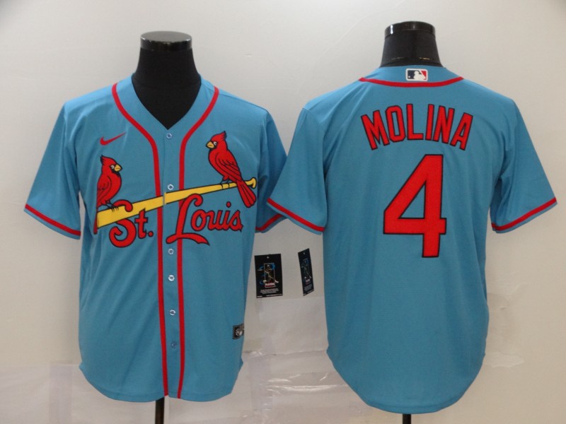 Cardinals 4 Yadier Molina Light Blue 2020 Nike Cool Base Jersey Cardinals 4 Yadier Molina Light Blue 2020 Nike Cool Base Jersey