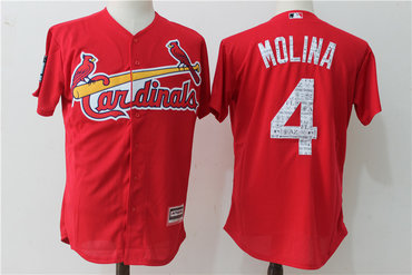 Cardinals 4 Yadier Molina Red 2017 Spring Training Cool Base Jersey