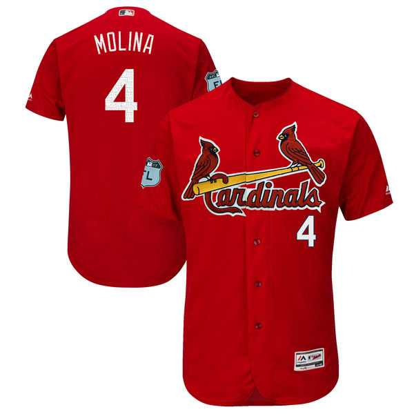 Cardinals 4 Yadier Molina Red 2017 Spring Training Flexbase Jersey