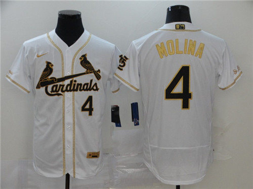 Cardinals 4 Yadier Molina White Gold Nike Flexbase Jersey Cardinals 4 Yadier Molina White Gold Nike Flexbase Jersey
