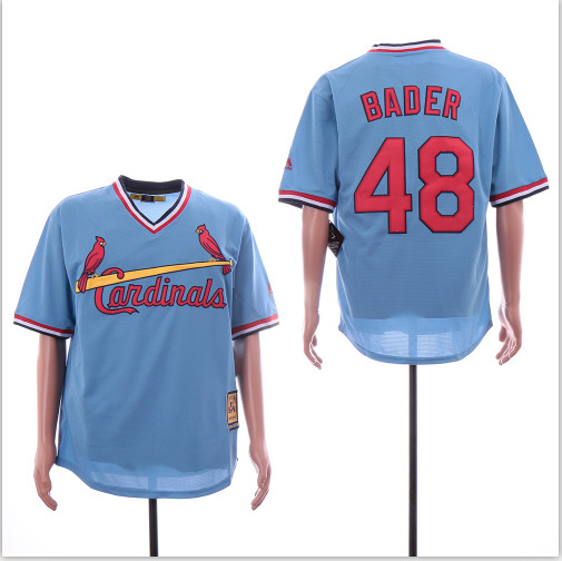 Cardinals 48 Harrison Bader Light Blue Throwback Cool Base Jersey