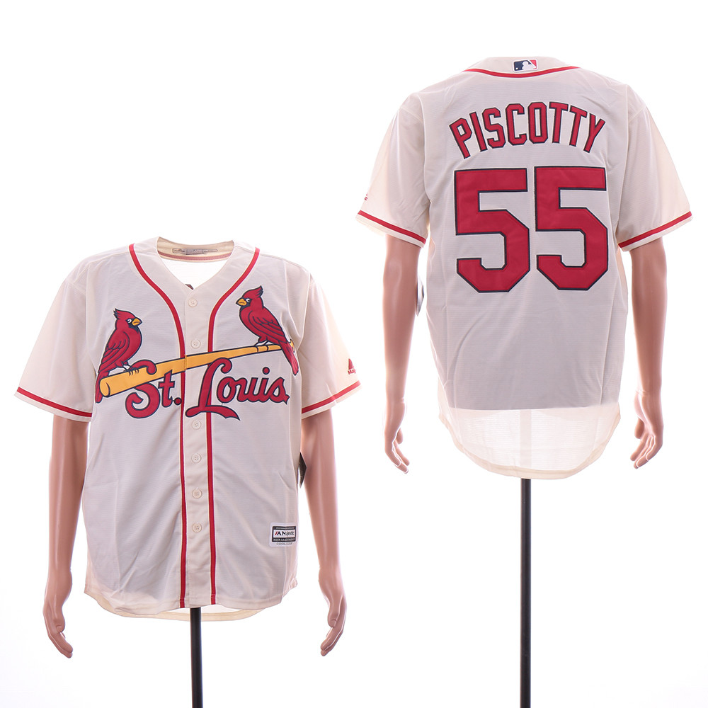 Cardinals 55 Stephen Piscotty Cream Cool Base Jersey