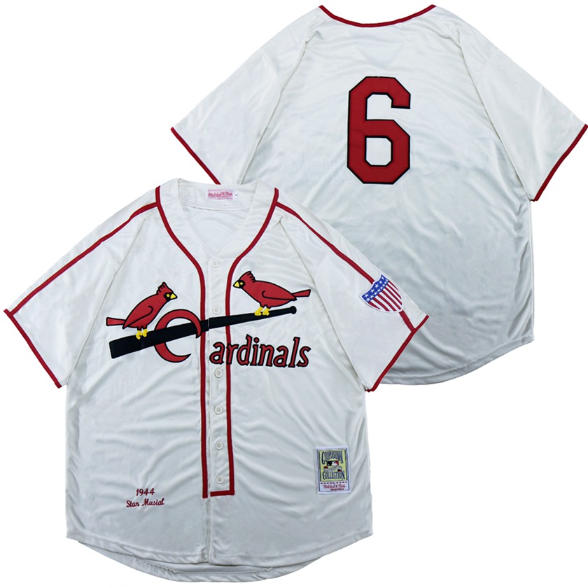 Cardinals 6 Stan Musial White 1944 Throwback Jersey Cardinals 6 Stan Musial White 1944 Throwback Jersey