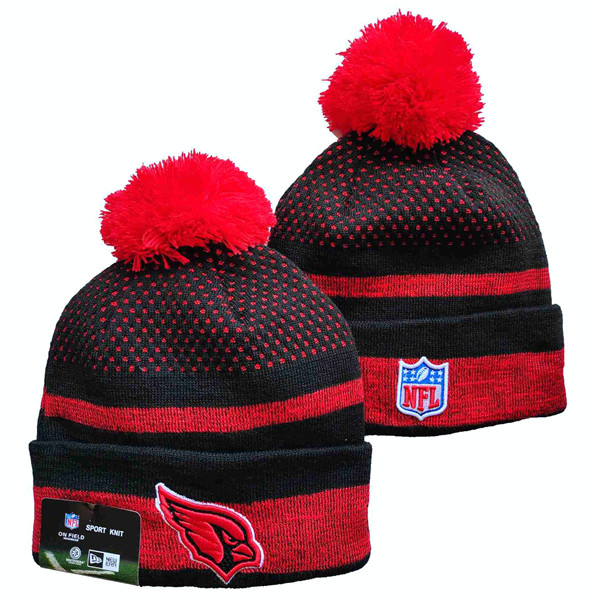 Cardinals Team Logo Black And Red Pom Cuffed Knit Hat YD