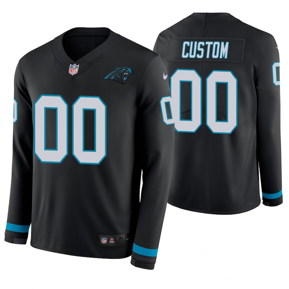 Carolina Panthers Custom Black Therma Long Sleeve Jersey