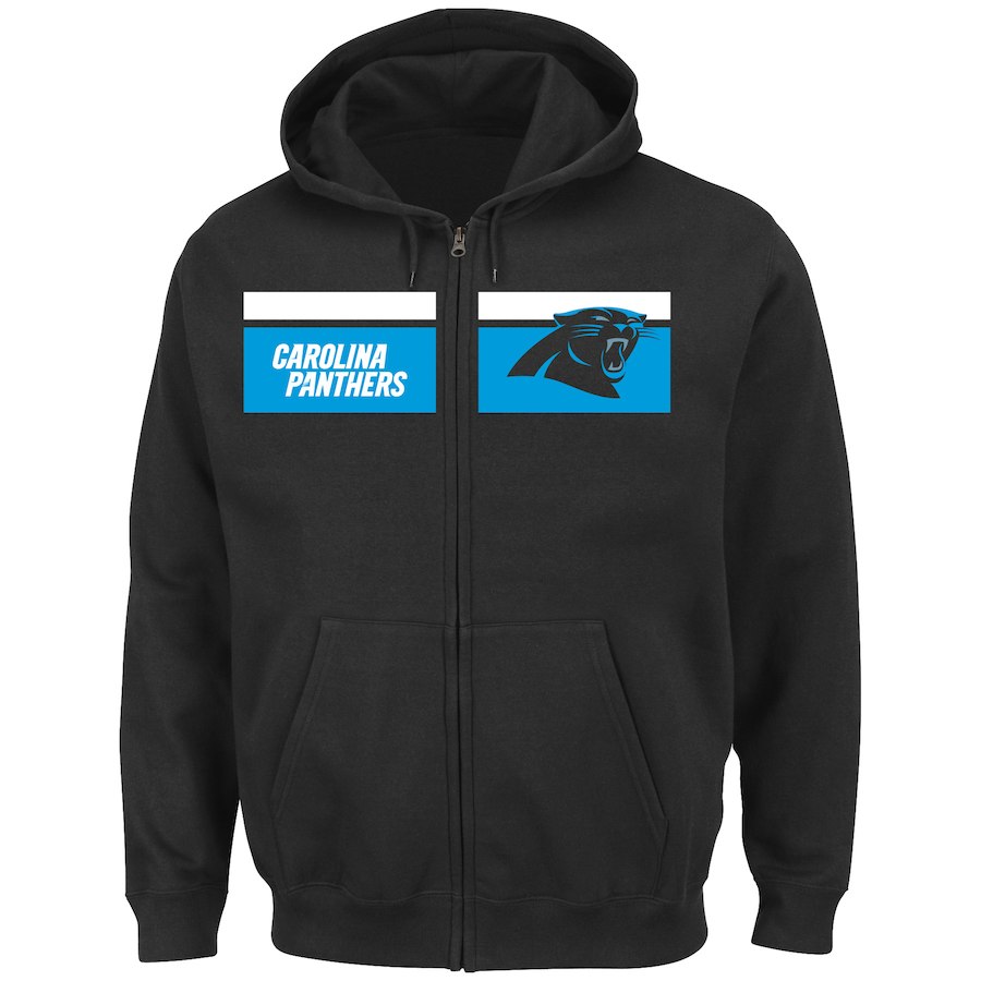 Carolina Panthers Majestic Touchback Full Zip Hoodie Black Carolina Panthers Majestic Touchback Full Zip Hoodie Black
