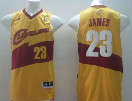 Cavaliers #23 LeBron James yellow Stitched NBA Jersey