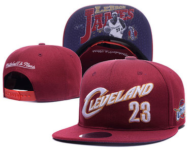 Cavaliers 23 LeBron James Burgundy Mitchell & Ness Adjustable Hat YD