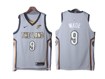 Cavaliers 9 Dwyane Wade Gray Nike City Edition Authentic Jersey