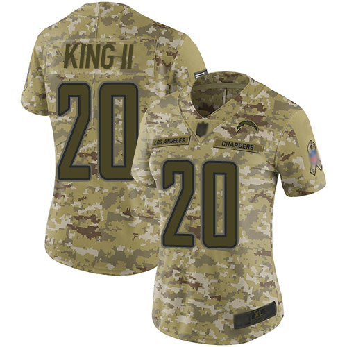 Chargers #20 Desmond King II Camo Women's Stitched Football Limited 2018 Salute to Service Jersey Chargers #20 Desmond King II Camo Women's Stitched Football Limited 2018 Salute to Service Jersey