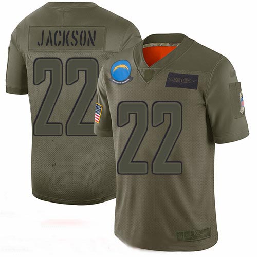 Chargers #22 Justin Jackson Camo Men's Stitched Football Limited 2019 Salute To Service Jersey