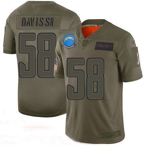 Chargers #58 Thomas Davis Sr Camo Men's Stitched Football Limited 2019 Salute To Service Jersey