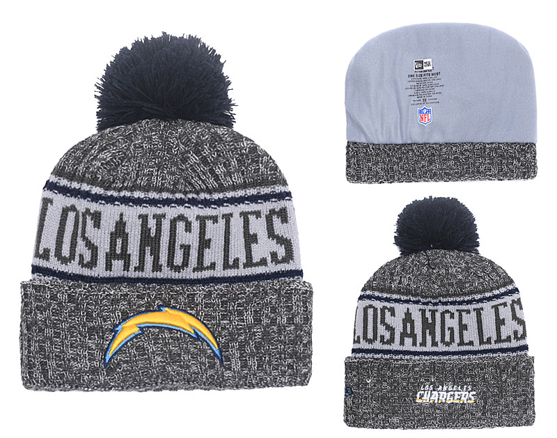 Chargers Graphite 2018 NFL Sideline Pom Knit Hat YD