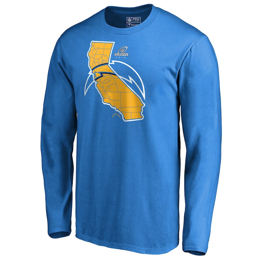 Chargers Light Blue 2018 NFL Playoffs Men's Long Sleeve T-Shirt