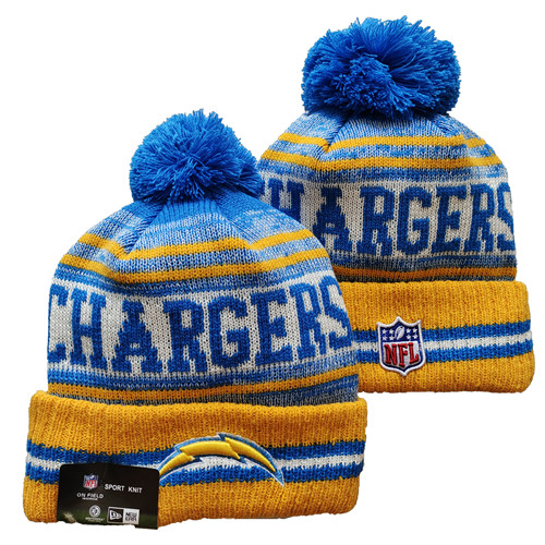 Chargers Team Logo Yellow And Royal Pom Cuffed Knit Hat YD