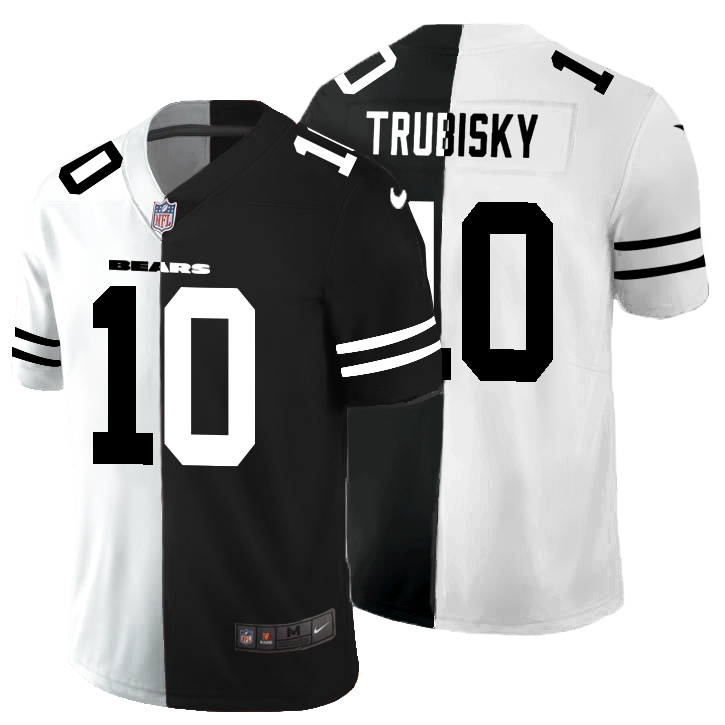 Chicago Bears #10 Mitchell Trubisky Men's Black V White Peace Split Nike Vapor Untouchable Limited NFL Jersey Chicago Bears #10 Mitchell Trubisky Men's Black V White Peace Split Nike Vapor Untouchable Limited NFL Jersey