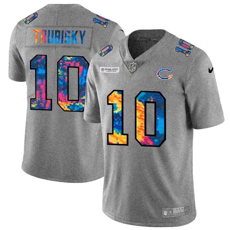Chicago Bears #10 Mitchell Trubisky Men's Nike Multi-Color 2020 NFL Crucial Catch NFL Jersey Greyheather Chicago Bears #10 Mitchell Trubisky Men's Nike Multi-Color 2020 NFL Crucial Catch NFL Jersey Greyheather