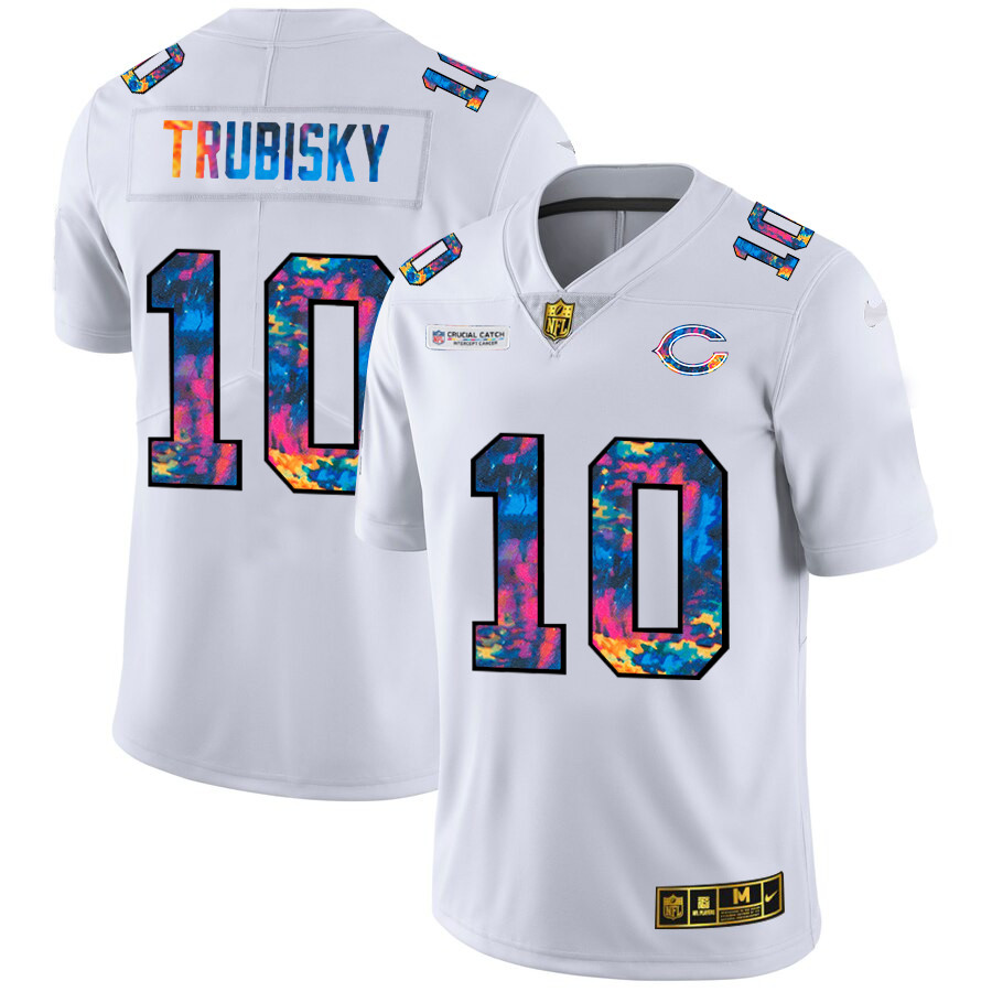 Chicago Bears #10 Mitchell Trubisky Men's White Nike Multi-Color 2020 NFL Crucial Catch Limited NFL Jersey Chicago Bears #10 Mitchell Trubisky Men's White Nike Multi-Color 2020 NFL Crucial Catch Limited NFL Jersey
