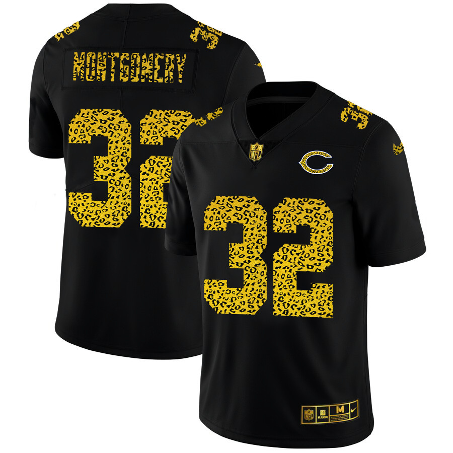 Chicago Bears #32 David Montgomery Men's Nike Leopard Print Fashion Vapor Limited NFL Jersey Black Chicago Bears #32 David Montgomery Men's Nike Leopard Print Fashion Vapor Limited NFL Jersey Black